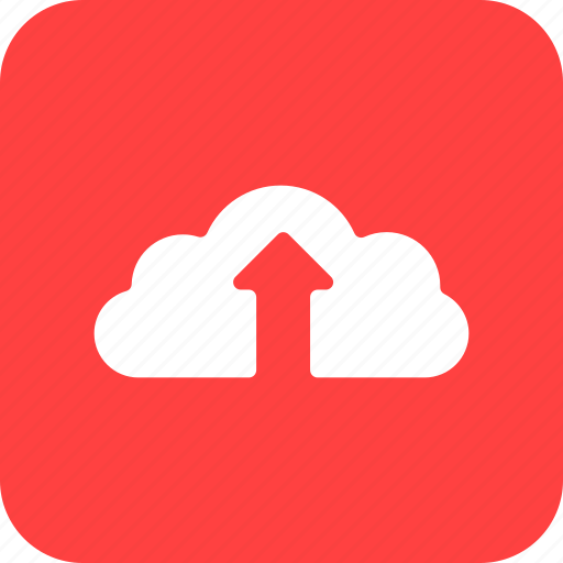 Square, cloud, control, data, red, up, upload icon - Download on Iconfinder