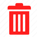 delete, empty, recycle bin, red, trash