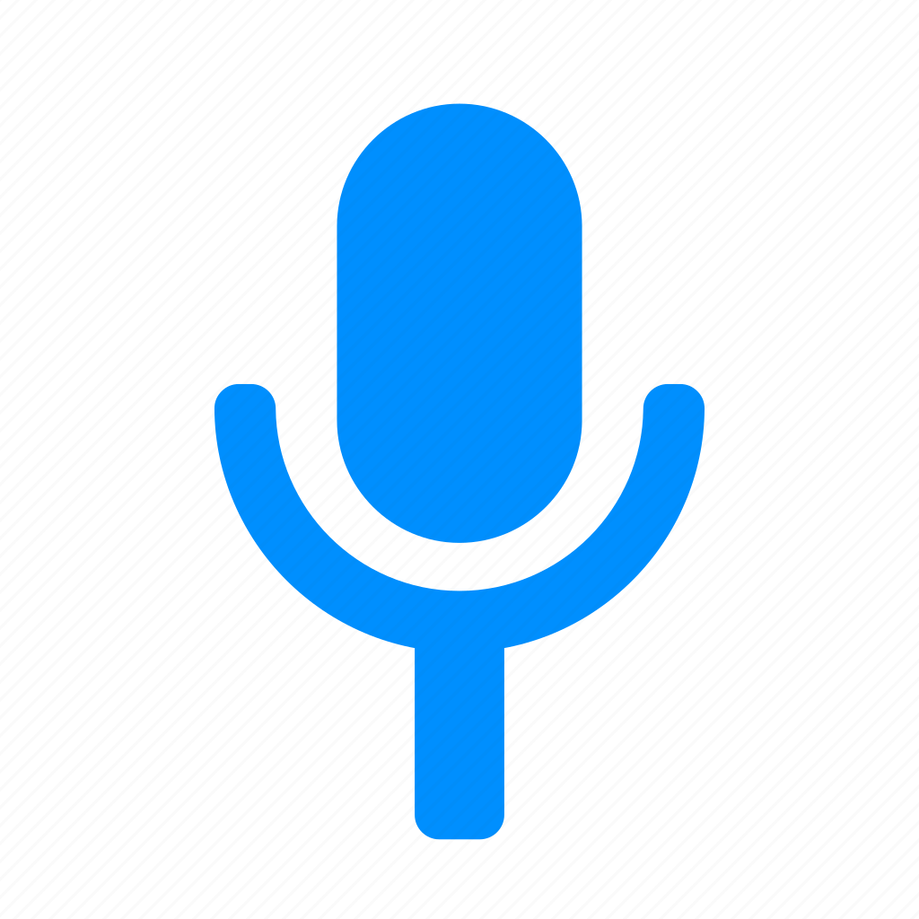 Voice services. Иконка микрофона синяя. Blue Microphone icon.