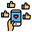 social, media, like, hands, smartphone, thumbs, up 