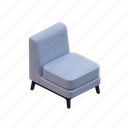 sofa, seat, furniture, object, interior, decoration, fabric, single 