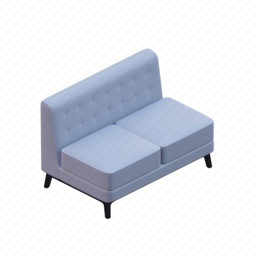 Sofa, seat, furniture, object, interior, decoration, fabric 3D illustration - Download on Iconfinder