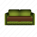 business, cartoon, couch, green, house, office, sofa