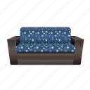 blue, cartoon, dotted, party, silhouette, sofa, vintage