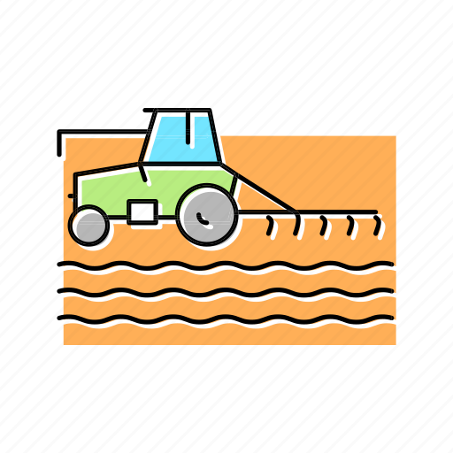 Tractor, cultivating, field, sowing, agricultural, seeds icon - Download on Iconfinder