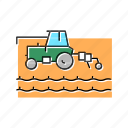 tractor, working, field, sowing, agricultural, seeds