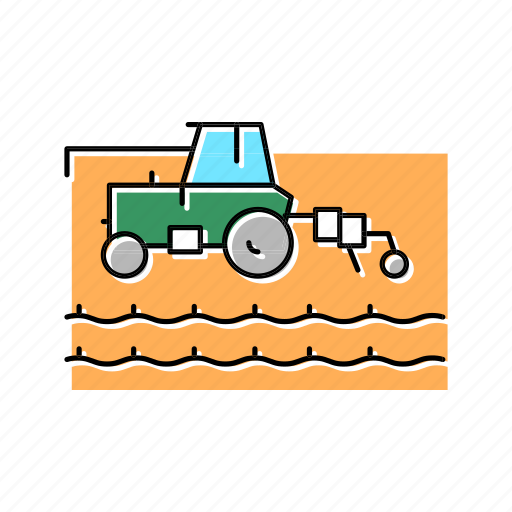 Tractor, working, field, sowing, agricultural, seeds icon - Download on Iconfinder