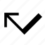 arrow, angle, diagonal, bottom, left, bounce, move, direction, up 