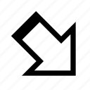 arrow, diagonal, open, minimize, direction, bottom, right, big, down