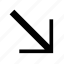 arrow, short, diagonal, open, minimize, navigation, bottom, right, down 