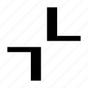chevron, bracket, arrows, code, pinch, close, collapse, diagonal, right