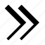 chevron, double, arrow, big, right, next, continue, skip, swipe 