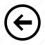 arrow, direction, chevron, left, previous, circle, backward, back, return 