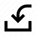 arrow, content, receive, inbox, download, import, insert, archive, left down