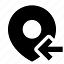 pin, location, place, arrow, move, left, previous, address, get
