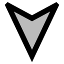 arrow, direction, navigation, compass, south, backward, return, down, back