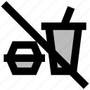 food, prohibition, drink, waste, sign, signage, outside, no, and