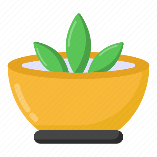 Leaves bowl, bowl, spa bowl, spa equipment, herbal bowl icon - Download on Iconfinder