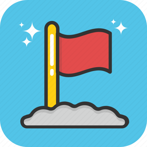 Achievement, flagged planet, space adventure, spaceship, successful mission icon - Download on Iconfinder