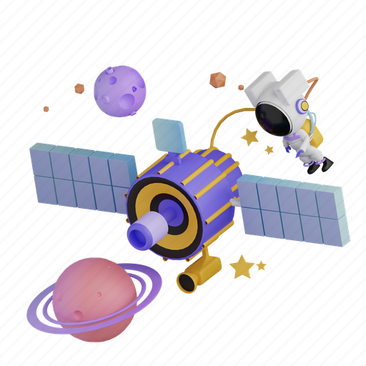.png, space, universe, asteroid, star, satellite, astronaut 3D illustration - Download on Iconfinder