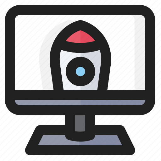 Rocket, launch, tv, monitor, computer, streaming icon - Download on Iconfinder