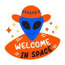 alien, welcome, extraterrestrial, cosmic, typography, lettering