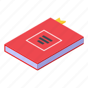 desktop, red, book, isometric