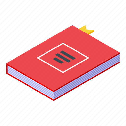 Desktop, red, book, isometric icon - Download on Iconfinder