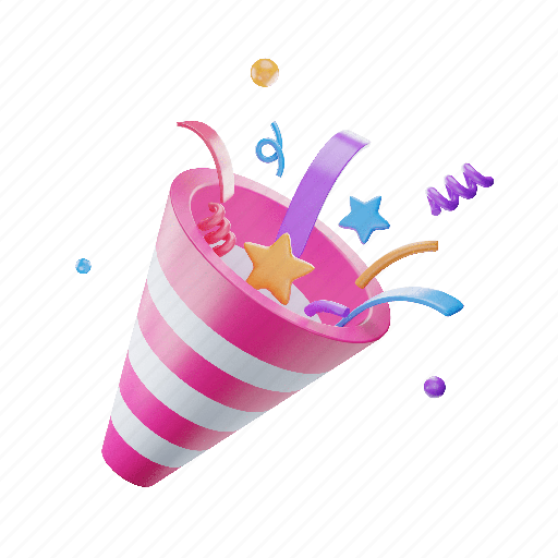Confetti, celebrate, party popper, celebration, birthday, streamers, holiday icon - Download on Iconfinder