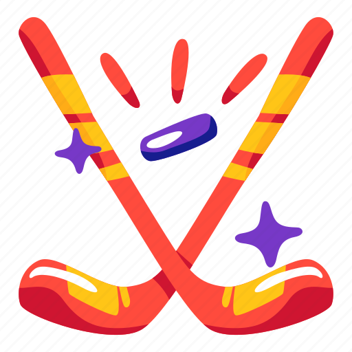 Hockey, stick, sport, illustration, stickers, sticker icon - Download on Iconfinder