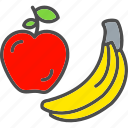 apple, banana, food, fruit, healthy