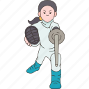 fencing, fighting, sword, character, female