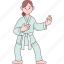 karate, judo, fighter, character, female 