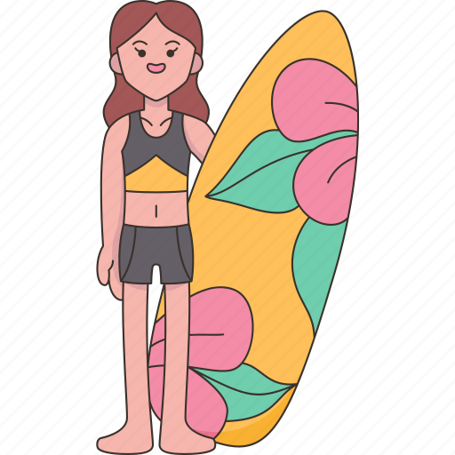 Surfing, surf, character, sport, woman icon - Download on Iconfinder