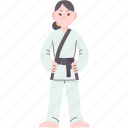 judo, karate, fighter, character, female