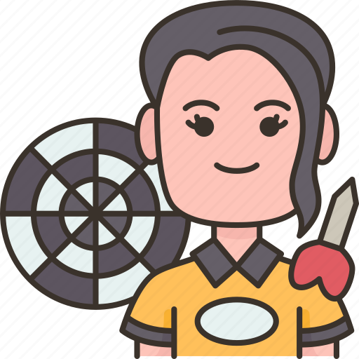 Darts, dartboard, aiming, game, woman icon - Download on Iconfinder