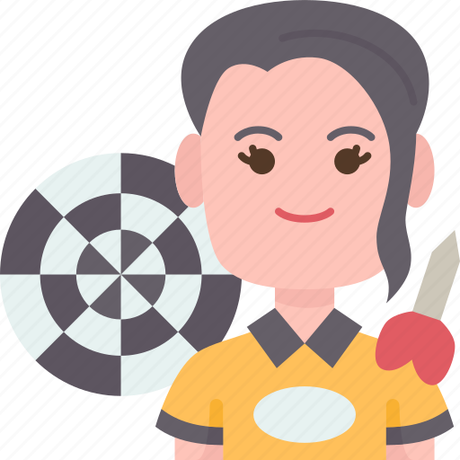 Darts, dartboard, aiming, game, woman icon - Download on Iconfinder