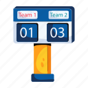 game scoreboard, team scoreboard, digital scoreboard, score display, stadium scoreboard