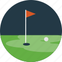 golf ball, golf course, golf tee, outdoor sports, red flag