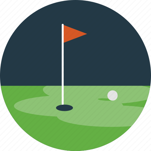 Golf ball, golf course, golf tee, outdoor sports, red flag icon - Download on Iconfinder