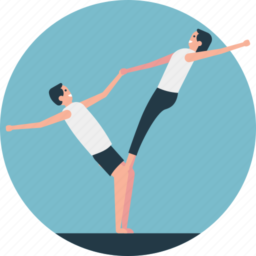 Exercising partners. acrobats, gymnastics, physical training, yoga partners icon - Download on Iconfinder