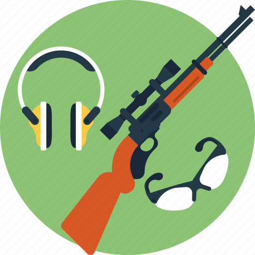 Ear safety, goggles, hunting gun, shooting gear, shooting practice icon - Download on Iconfinder