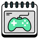 calendar, video game schedule, planner, almanac, daybook