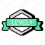 level shield, shield badge, shield emblem, shield ribbon, level badge 
