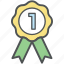 achievement, award medal, first place, medal, position badge, prize, reward ribbon, ribbon badge 