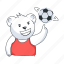 spinning ball, spinning football, football game, sports bear, bear player 