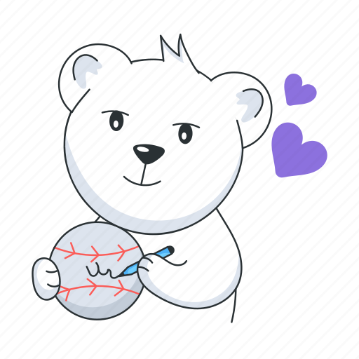 Baseball signature, signature ball, autograph ball, smiling bear, bear character sticker - Download on Iconfinder