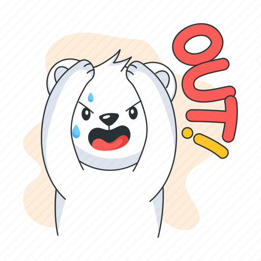Out, player out, angry bear, angry teddy, bear character sticker - Download on Iconfinder