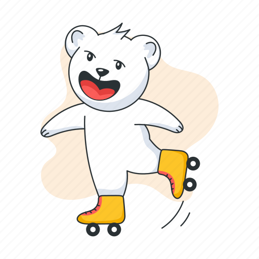 Roller skating, skating bear, skate sports, skating shoes, roller boots sticker - Download on Iconfinder