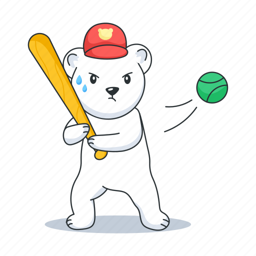 Baseball bear, baseball game, baseball sports, baseball player, baseball match sticker - Download on Iconfinder